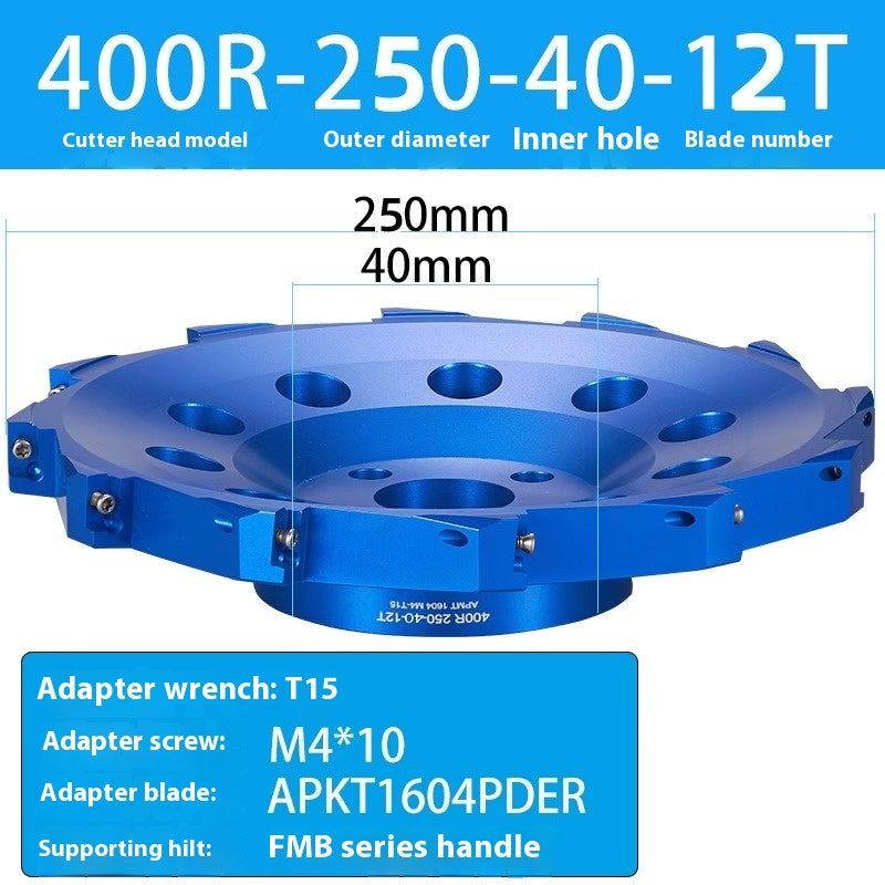 2084-Aluminum cutterhead fast feed flying cutterhead milling cutterhead right angle 45 degree milling cutterhead round nose milling cutterhead 400RKM12 Shandong Denso Pricision Tools Co.,Ltd.